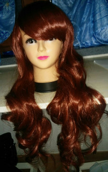 60cm Long wine red charm sweet curly wig
